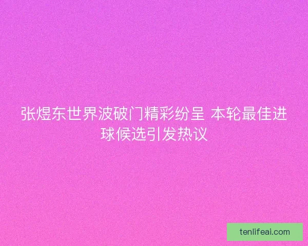 张煜东世界波破门精彩纷呈 本轮最佳进球候选引发热议